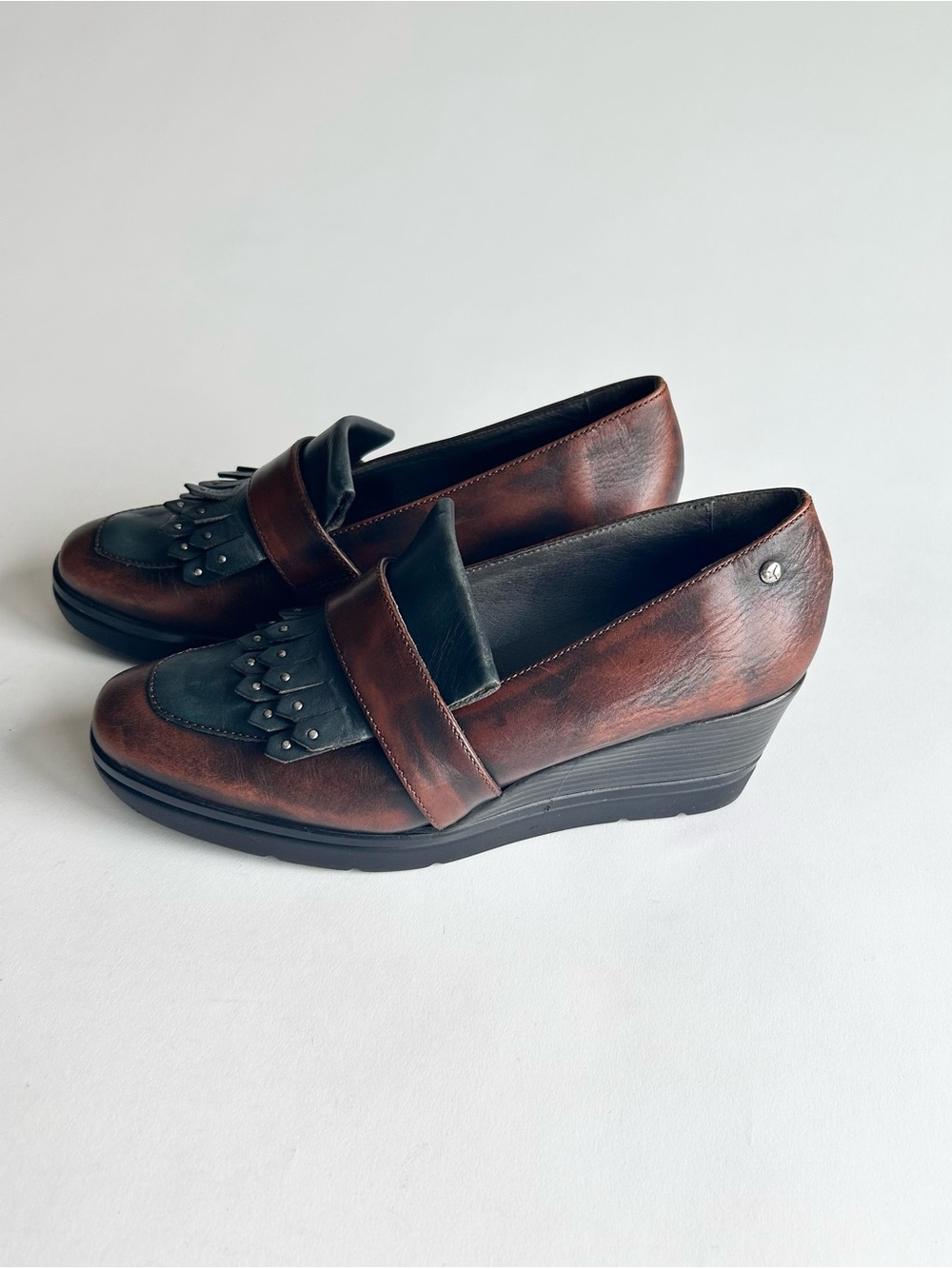 Pikolinos Brown Green Leather Rubber Outsole Wedges size EUR 37, US 6.5